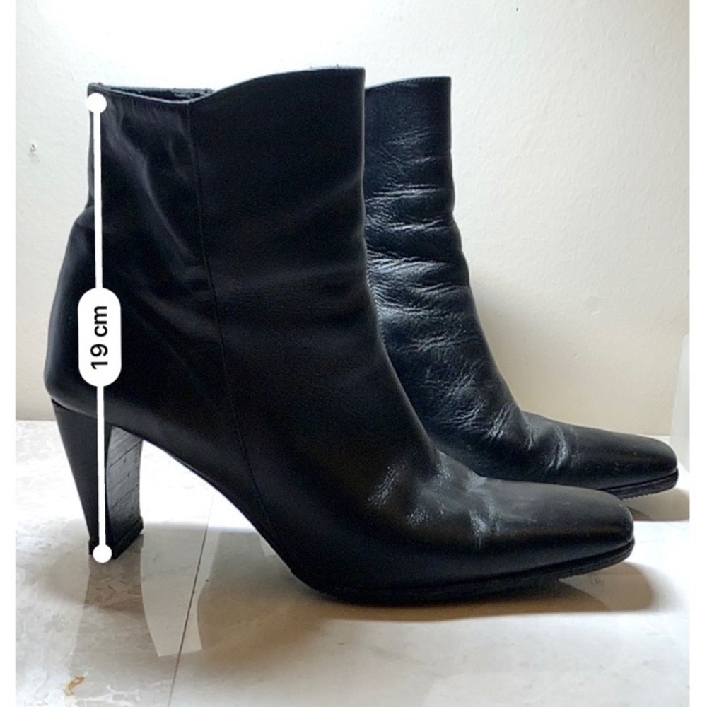 Vintage Genuine Leather Ankle Booties - Size: 36.5